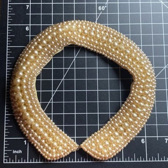 Vintage Glentex Ivory Pearl Beaded Collar 1950's 1960’s Japan Handmade LOOK READ - Picture 14 of 14